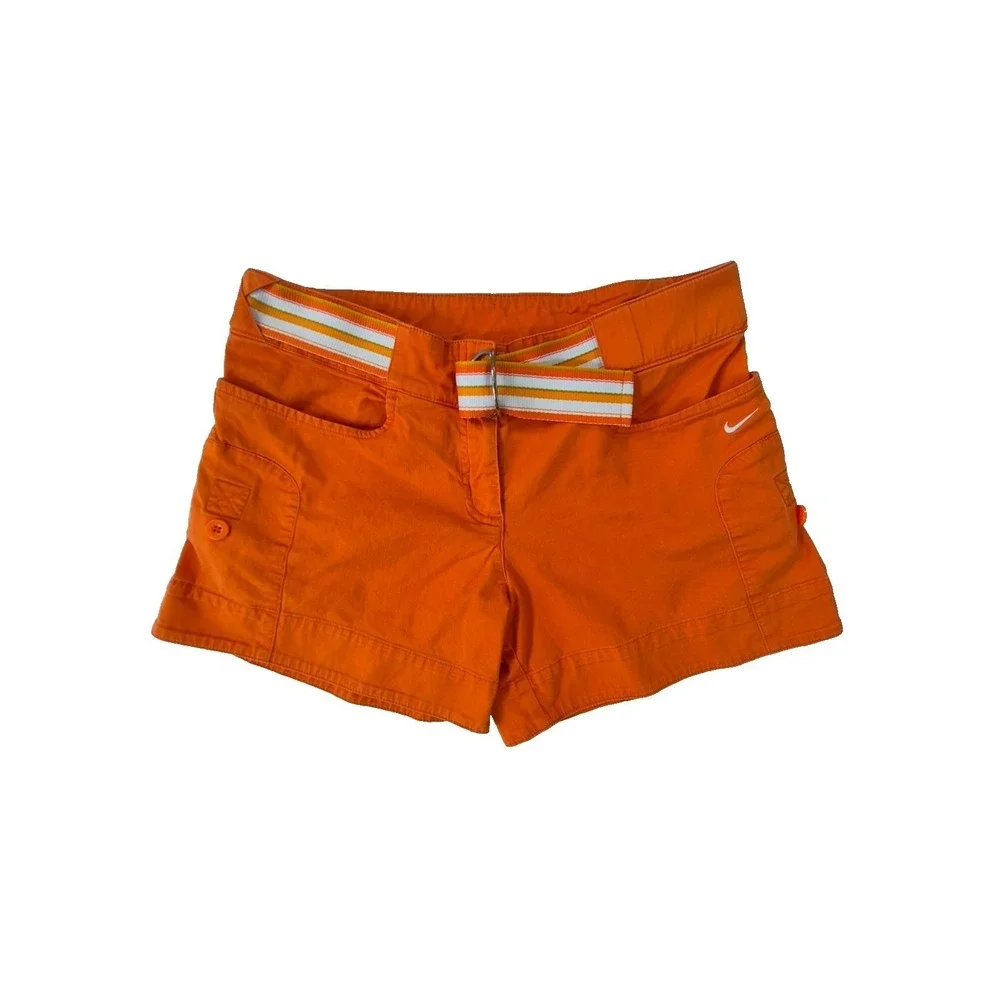 Nike Golf Women's Orange Belted Shorts Size XS Cotton Stretch